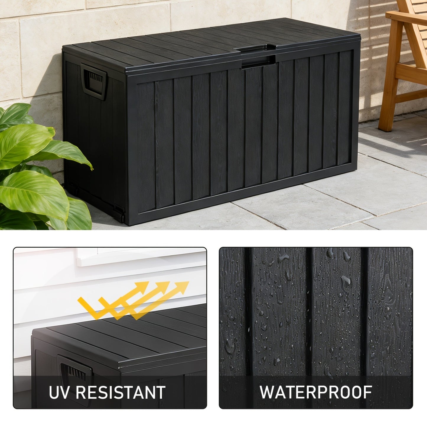 Outdoor Storage Chest 75 Gallon – Deck Box with Casters