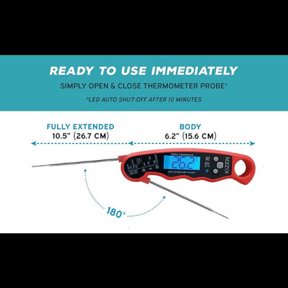 Meat Thermometer Instant Read - Digital Food Thermometer with Backlit Display for Cooking, BBQ, Grill & Oven, °C/°F Switch