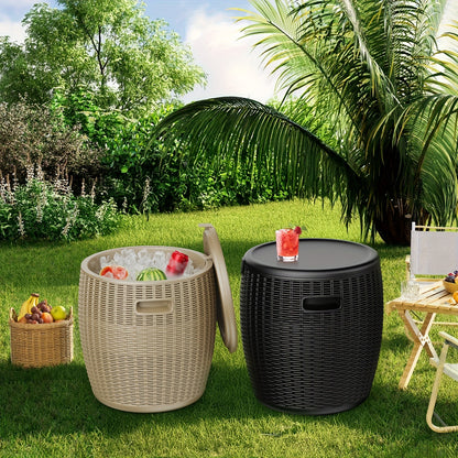Outdoor Storage Bin 40L Rattan Deck Box UV Protected Weather Resistant