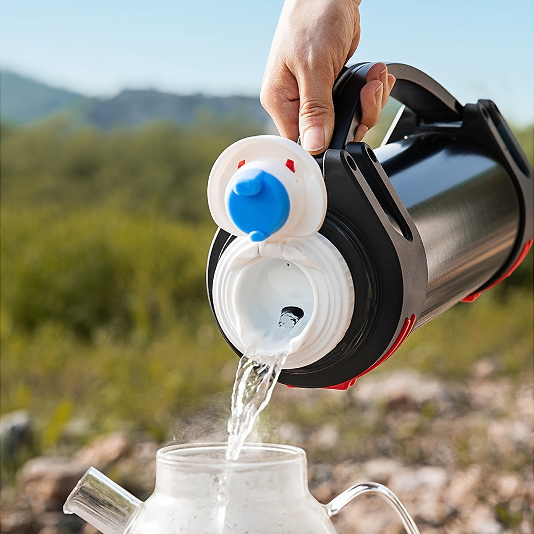 Insulated Water Bottle 2000ml 67oz Stainless Steel Vacuum Flask with Cup Handle Strap BPA Free Wide Mouth Hot Cold Drinks Camping Hiking Sports Gym Travel Gift