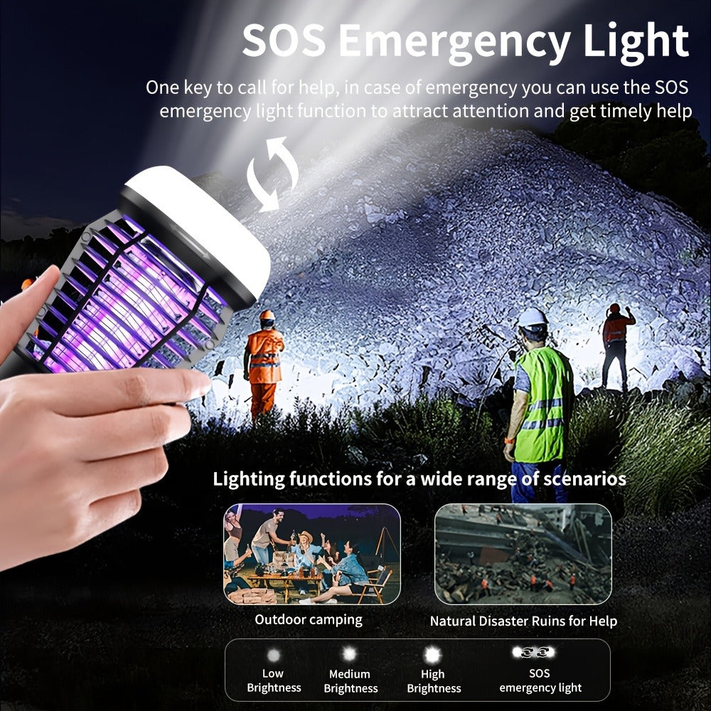 Bug Zapper Rechargeable 3-in-1 with UV Light & 2000V Electric Grid – Portable Mosquito Killer for Indoor & Outdoor Use, 2000mAh Battery, SOS Light, Garden, Yard, Camping, Bedroom