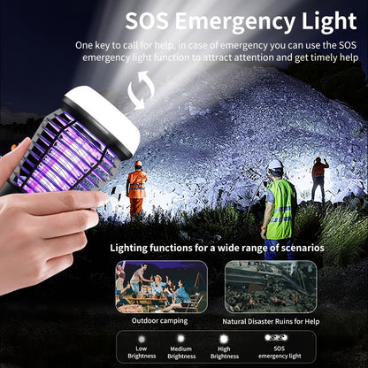 Bug Zapper Rechargeable 3-in-1 with UV Light & 2000V Electric Grid – Portable Mosquito Killer for Indoor & Outdoor Use, 2000mAh Battery, SOS Light, Garden, Yard, Camping, Bedroom