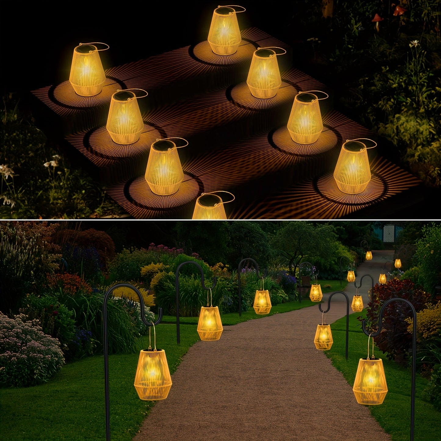Solar Bamboo Lights Bohemian Style Outdoor Hanging Decoration for Garden Patio Deck Porch Tree Lawn Halloween Christmas 1/2/4pcs
