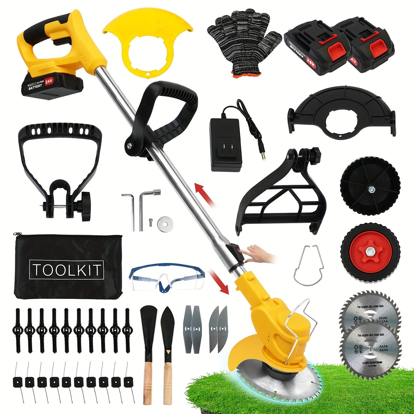 21V Cordless Lightweight Weed Trimmer & Edger. Comes with 1/2 Batteries and Charger. 3-in-1 Cordless Grass Trimmer, Edger, and Brush Cutter. Powerful and Long-Lasting. for Lawn, Yard, and Garden.