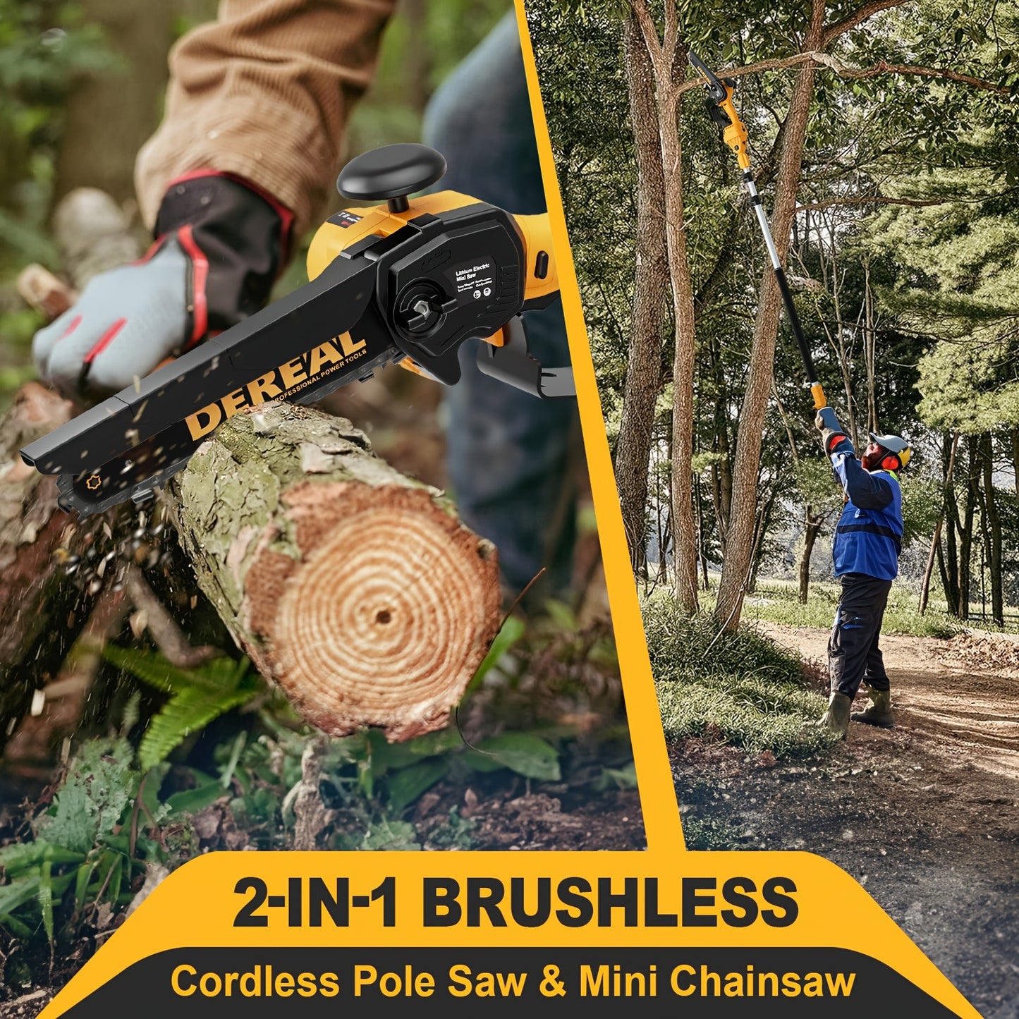 Telescopic Pole Saw Cordless Folding 6-Inch Electric with Ergonomic Compact Design, Battery-Powered Tree Pruner for Garden Pruning, Landscaping and Professional Cutting