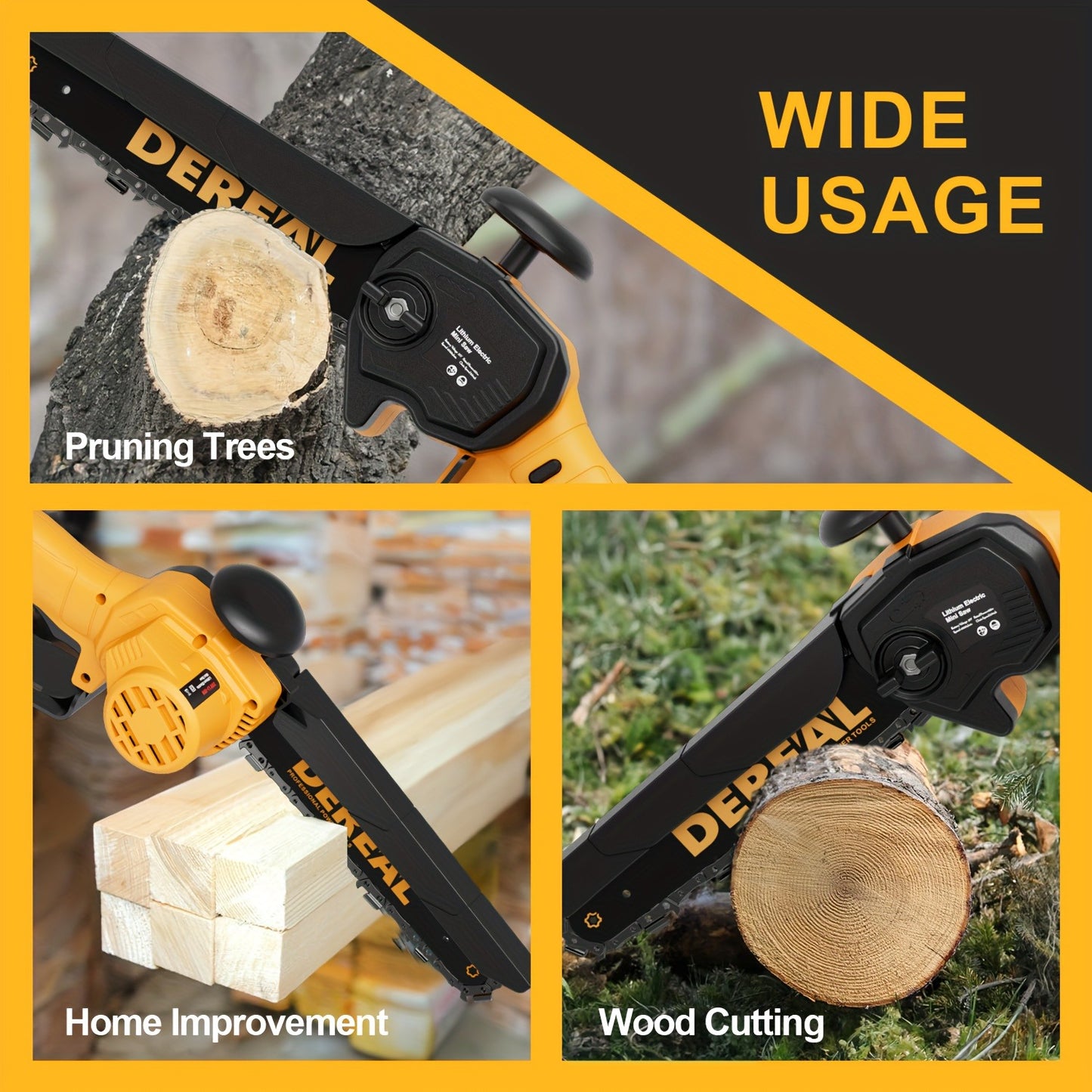 Mini Chainsaw Cordless 6-Inch Brushless with 20V 4.0Ah Rechargeable Battery, One-Hand Electric Handheld Chain Saw for Tree Trimming, Wood Cutting and Yard Work