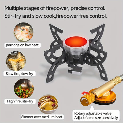 Infrared Camping Stove REDSUN FD1/FD3 | 3.0kW Windproof Portable Gas Stove with Collapsible Stand & EVA Case | Ideal for Hiking, Backpacking & Outdoor Cooking