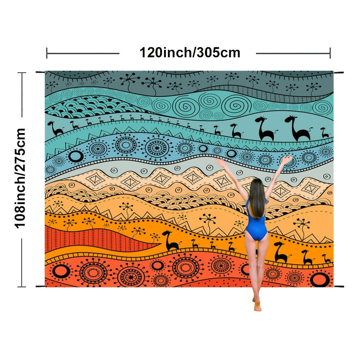 Sandproof Beach Blanket Oversized Extra Large Quick Dry Picnic Mat for Beach Camping Travel – Bohemia Dolphin Sailor Turtle Fish Patterns, 2-10 Adults