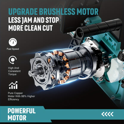 Cordless Chainsaw with Brushless Motor – 6 & 12-Inch Lithium Battery Electric Saw, Auto-Oiling, Safety Lock, Heavy-Duty Wood Cutting & Garden Tool