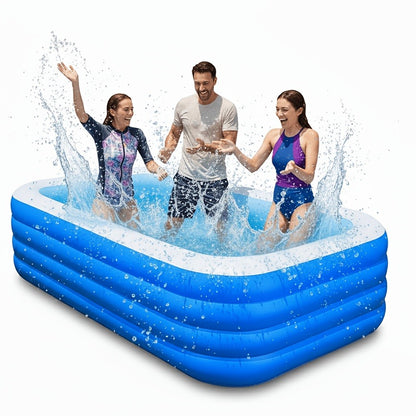 Inflatable Swimming Pool for Family Extra Large 120 Inch 4-Layer Thickened Outdoor Backyard Pool Quick Inflation Durable Kids Adults Summer Party