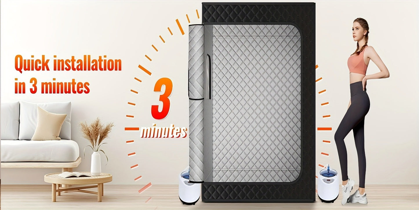 Double Person Sauna Tent 71x49x36in Extra Large 2-Person Steam Sauna Box for Home with 2 Steamers, Folding Chairs, Zipper Window & Anti-Dry Protection for Full Body Spa