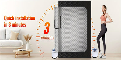 Double Person Sauna Tent 71x49x36in Extra Large 2-Person Steam Sauna Box for Home with 2 Steamers, Folding Chairs, Zipper Window & Anti-Dry Protection for Full Body Spa