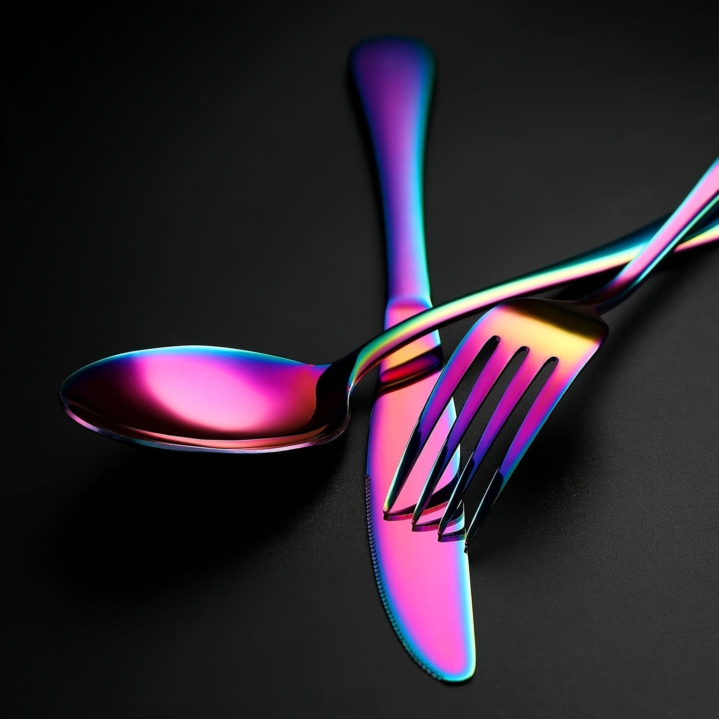 Flatware Set 60 Piece Rainbow Stainless Steel Cutlery 430 Mirror Polish Dishwasher Safe Knife Fork Spoon for Camping Picnic Travel Party Outdoor Dining Serves 12