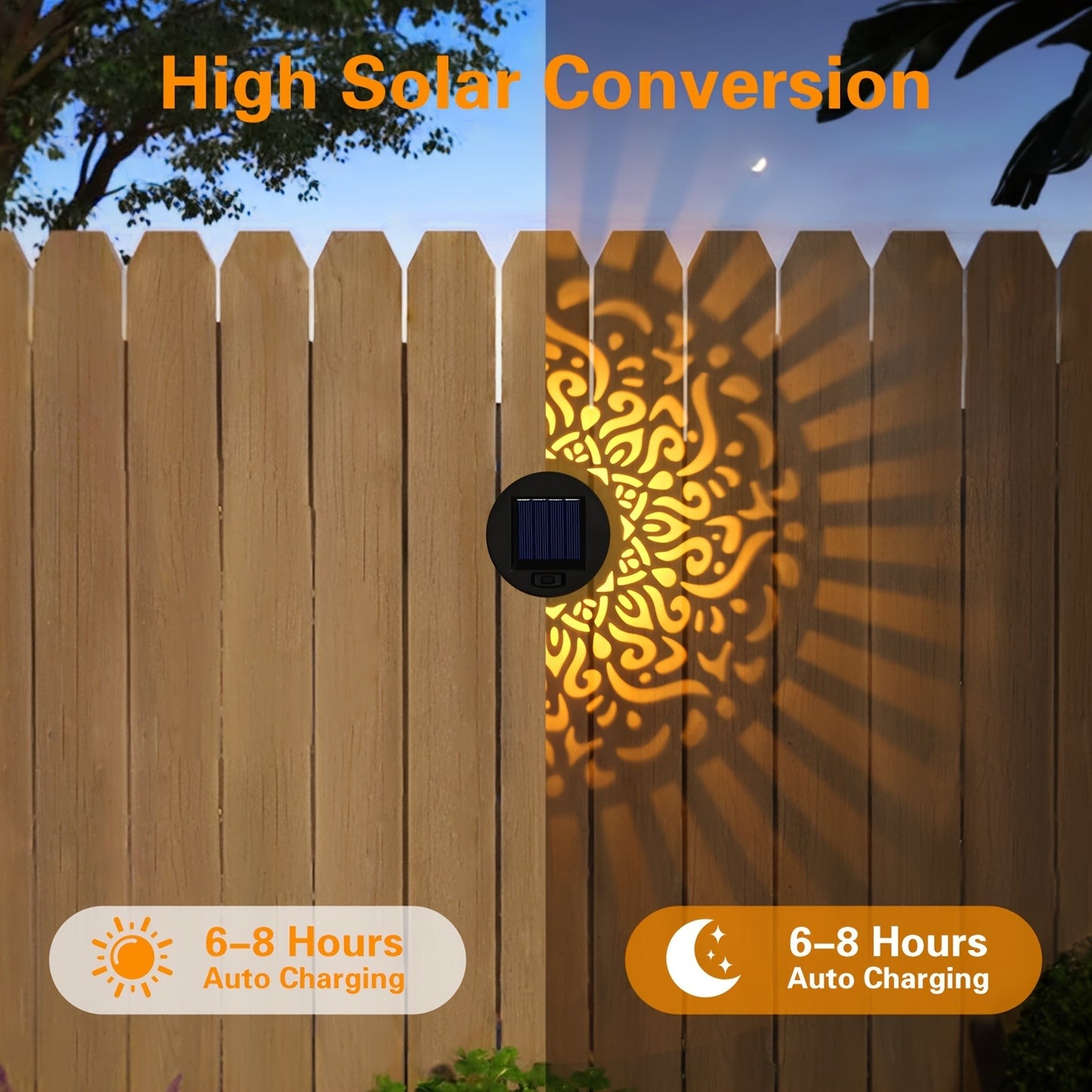 Solar Garden Lights Outdoor Waterproof IP65 Mandala LED Fence Wall Lights Metal Deck Step Lights for Yard Patio Courtyard Pathway Decoration Festival Gift 1/2/4 Pack