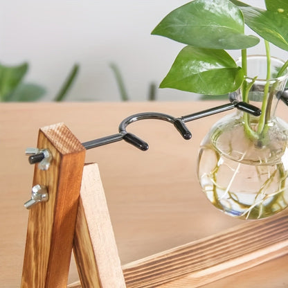 Propagation Station 3 Bulb Glass Vase with Wooden Stand - Hydroponic Plant Terrarium for Home Office Desk Decor, Unique Gardening Gift for Women Plant Lovers, Boho Cottagecore