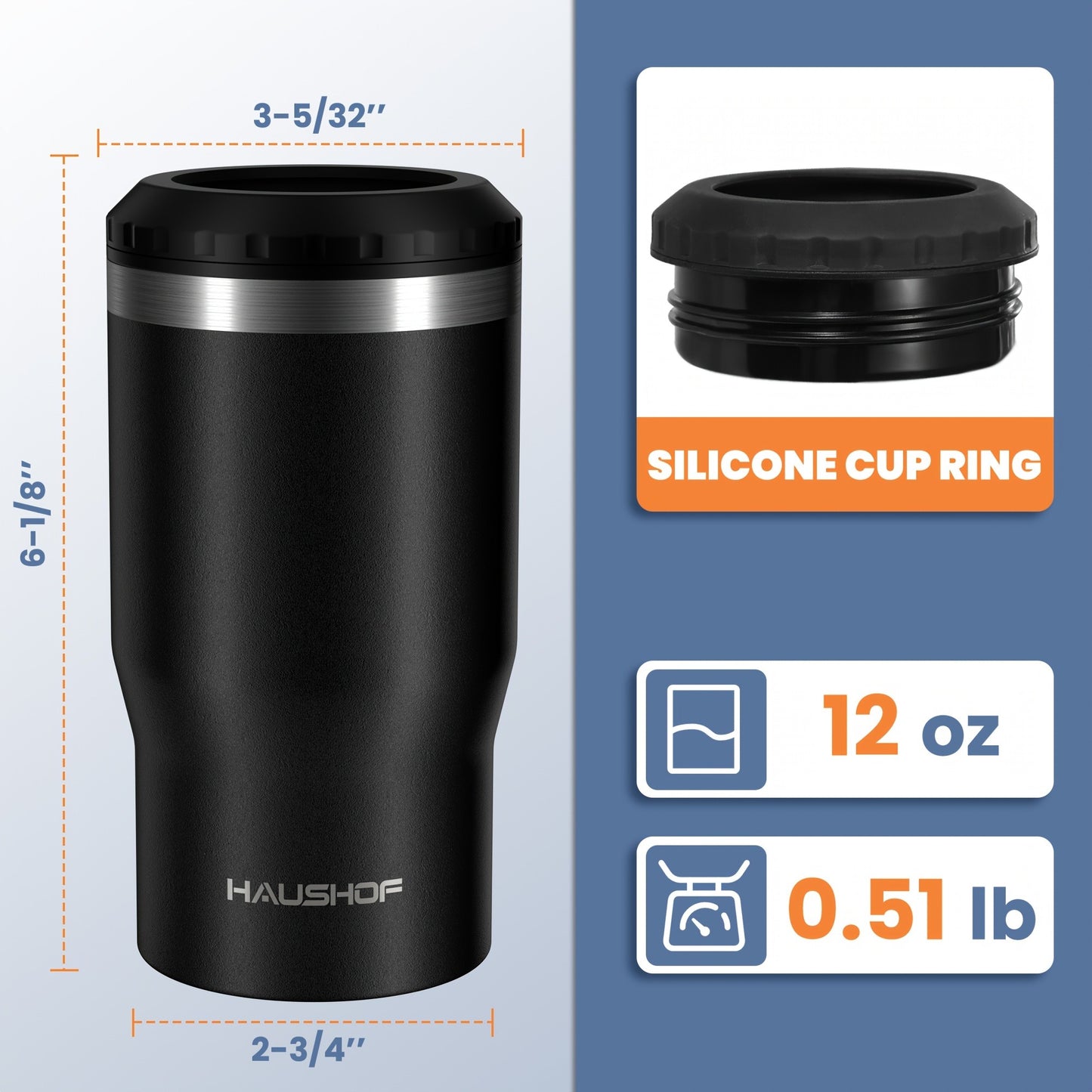 Can Cooler Insulated Stainless Steel 4-in-1 for 12 oz Standard Slim Can & Beer Bottle – Double Wall Sweat-Proof Beer Koozie for Camping Beach Tailgate BBQ Outdoor Party