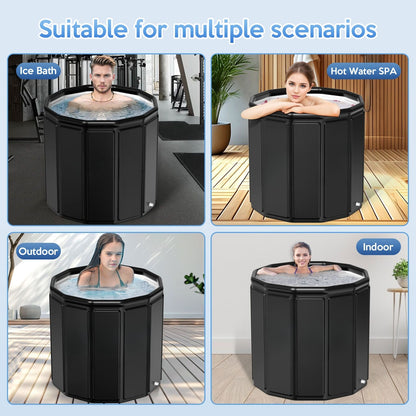 Cold Plunge Tub Foldable Ice Bath | 95-Gallon 34"x34"x30" Portable Cold Water Therapy Tub for Indoor & Outdoor Recovery