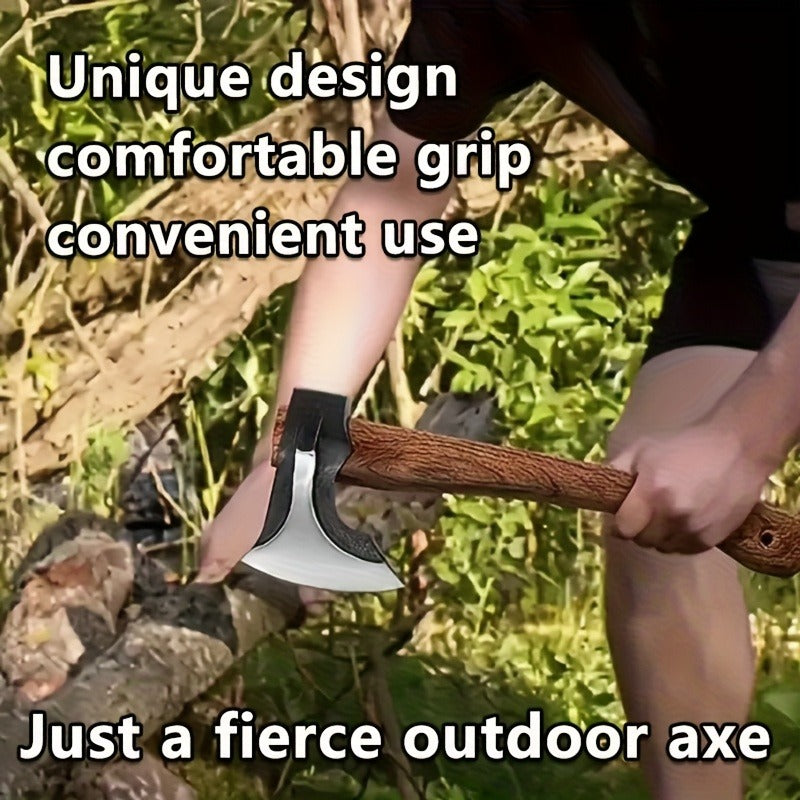 Splitting Axe Forged Carbon Steel 15.6-Inch with Handcrafted Wooden Grip, Professional Backyard Hatchet for Wood Chopping, Gardening and Camping — Single or 2-Pack