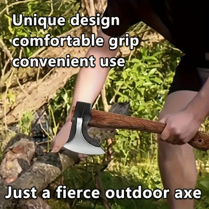 Splitting Axe Forged Carbon Steel 15.6-Inch with Handcrafted Wooden Grip, Professional Backyard Hatchet for Wood Chopping, Gardening and Camping — Single or 2-Pack