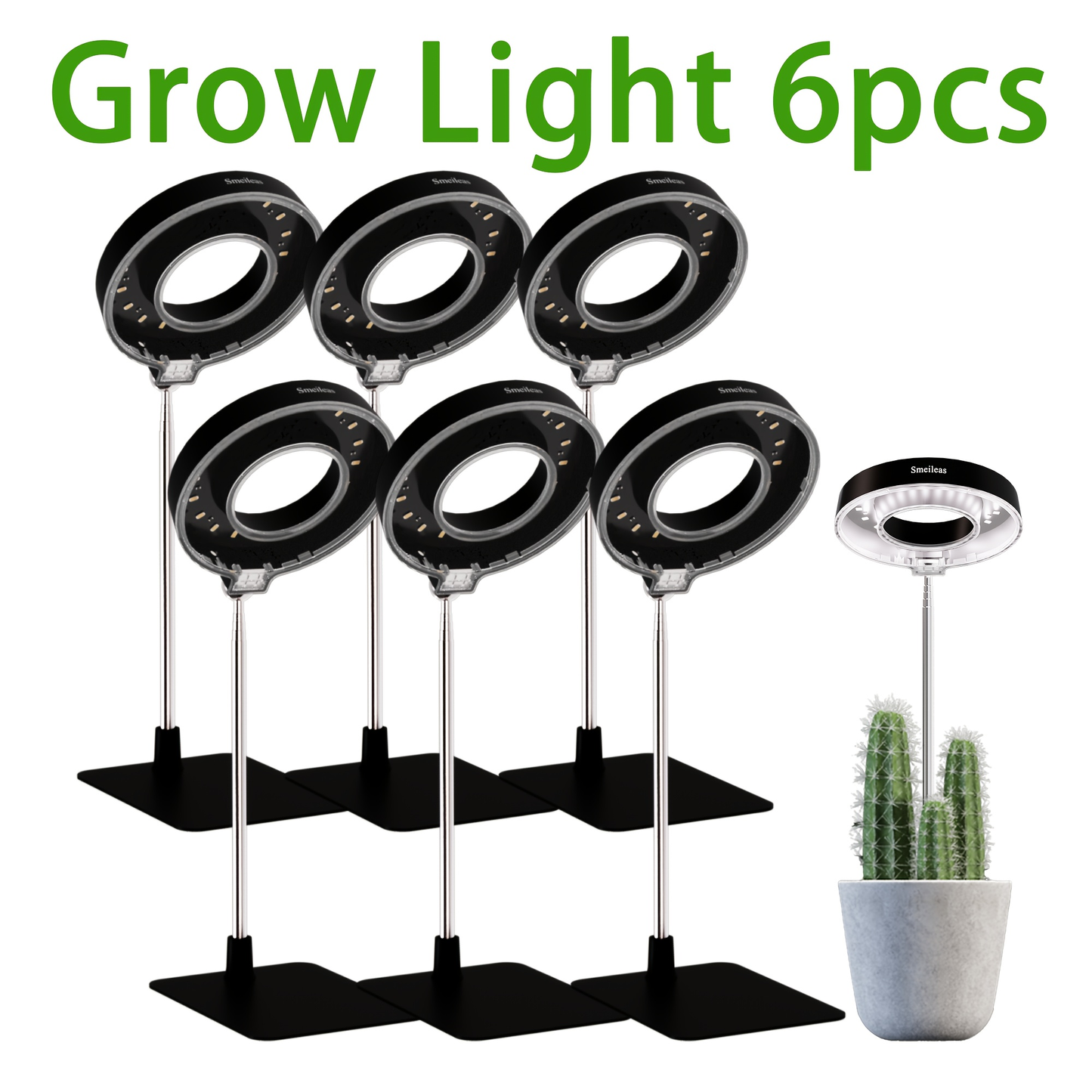 Magnetic Grow Light with 360° Adjustable Head – Full Spectrum Plant Growth Lamp with Auto Timer, 4-Level Dimmer & Adjustable Height for Indoor Herbs, Flowers & Seedlings, 2pc or 6pc