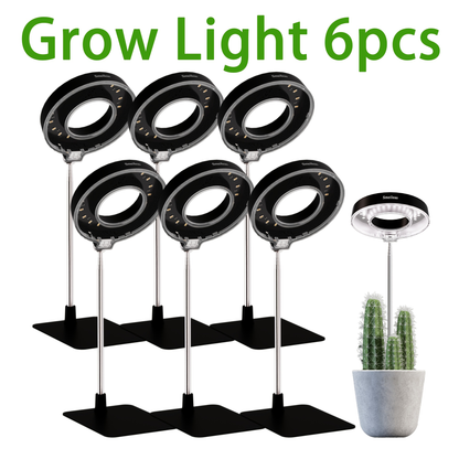 Magnetic Grow Light with 360° Adjustable Head – Full Spectrum Plant Growth Lamp with Auto Timer, 4-Level Dimmer & Adjustable Height for Indoor Herbs, Flowers & Seedlings, 2pc or 6pc