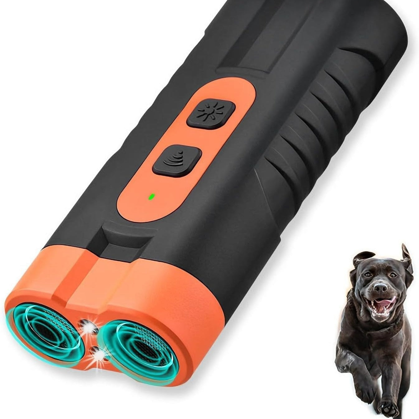 Ultrasonic Dog Repellent Device - Handheld Bark Control with Dual-Head System, LED Light & One-Touch Operation for Small Medium Large Dogs