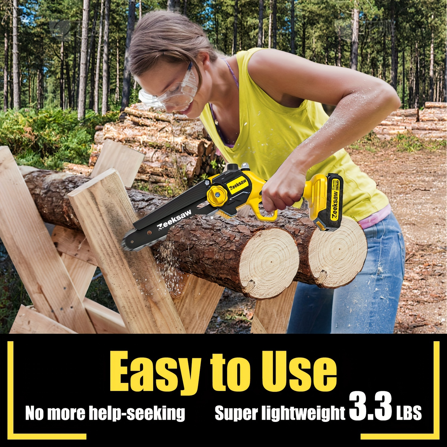 Cordless Mini Chainsaw 8 Inch with 2x2.0Ah Batteries & Charger – Auto Oiler, Chain Tensioning, 26ft/s Speed for Tree Branches & Yard Work
