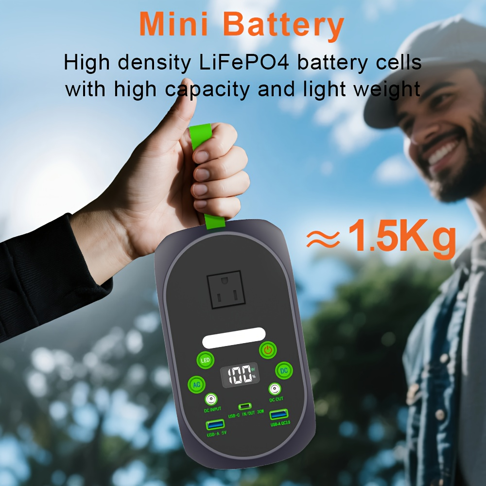 Solar Generator 120W LiFePO4 Battery 99.84Wh Portable Power Station with 30W Foldable Solar Panel AC DC USB Type-C for Camping Hiking Emergency CPAP Laptop