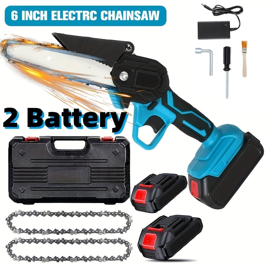 Pole Saw Set with Electric Chainsaw – 6-Inch Cordless Pruner, Long-Handle Scissor Kit, Safety Lock for Tree Pruning & Landscaping