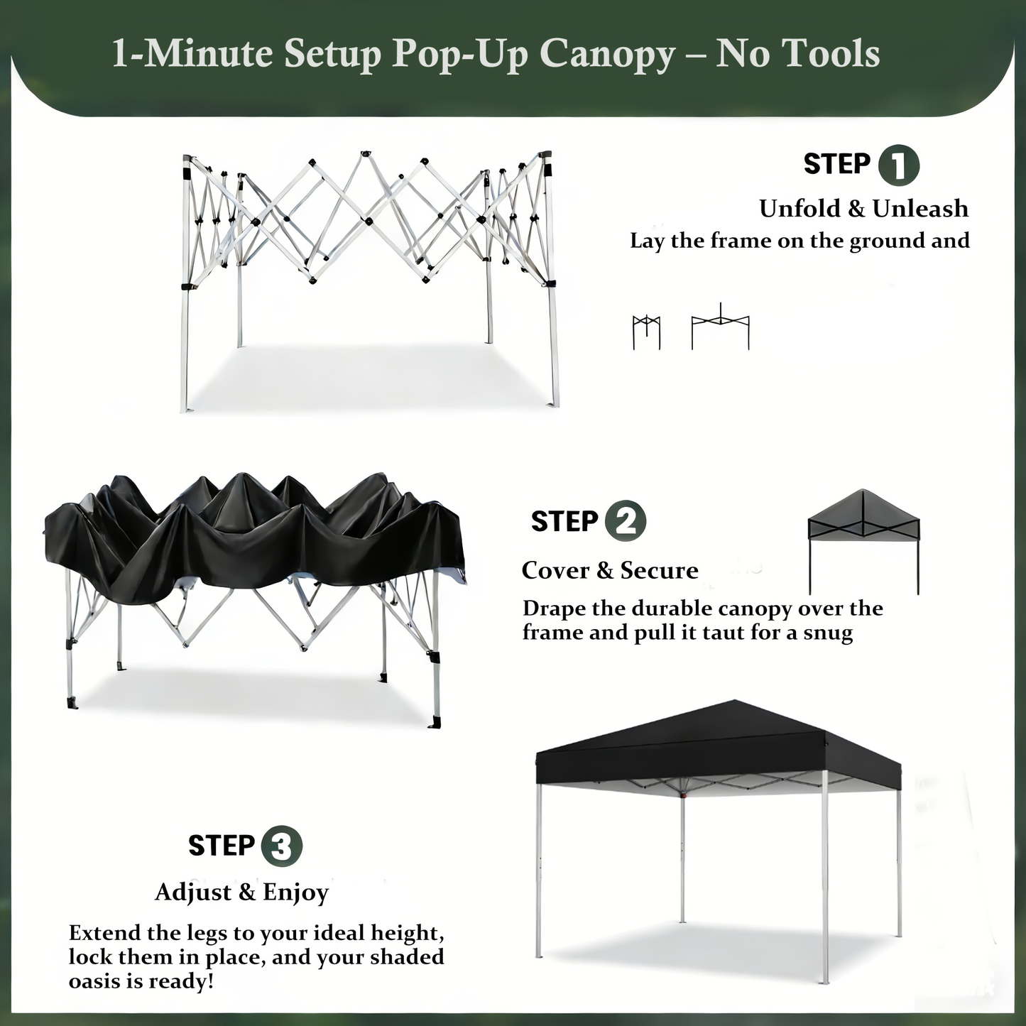 10x10 Pop Up Canopy Tent Heavy Duty 420D Oxford UPF50+ Straight Legs