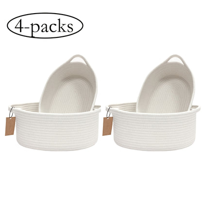 Woven Gift Basket with Handles Cotton Rope Storage Basket for Shelves Room Decor Cat Dog Toys Organizer Bin 2/4 Pack