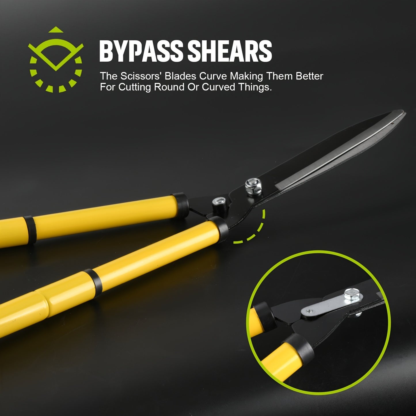Long Reach Pruning Shears 18-38 Inch Extendable - Non-Stick Steel Blades Cut 2" Branches, Shock-Absorbing Handle, Heavy-Duty Hedge Shears for Tree & Shrub Trimming