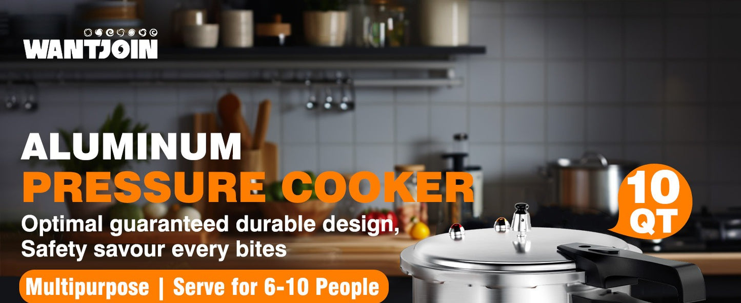 Pressure Cooker Aluminum with Canner Rack – Large Capacity 6QT 8QT 10QT Pressure Canner for Home Canning | Fast Cooking Safety Valve Gas & Induction Cooktop Compatible Batch Meal Prep