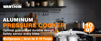 Pressure Cooker Aluminum with Canner Rack – Large Capacity 6QT 8QT 10QT Pressure Canner for Home Canning | Fast Cooking Safety Valve Gas & Induction Cooktop Compatible Batch Meal Prep