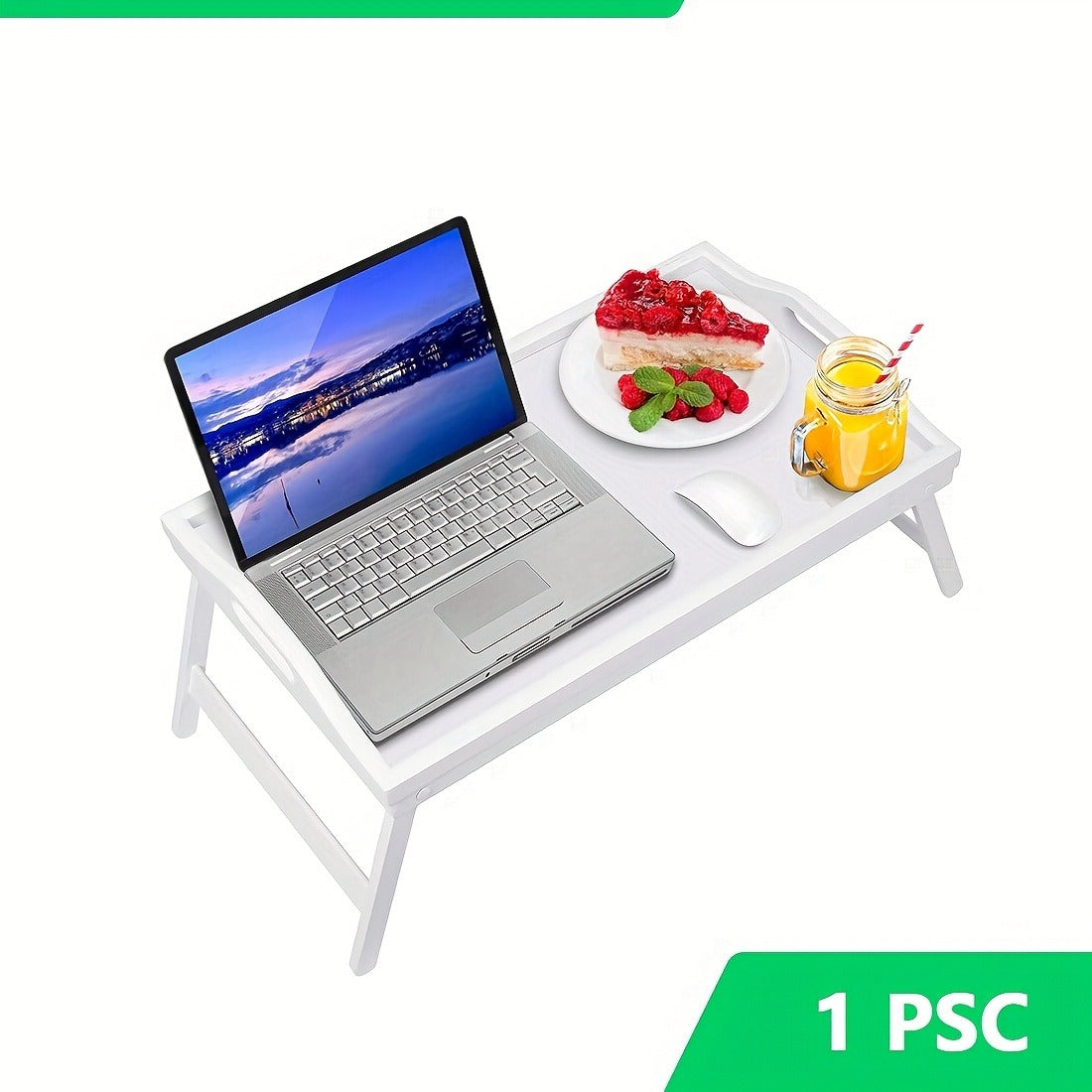 Bamboo Bed Tray with Folding Legs Large 19.5x12 Inch Lap Desk for Breakfast Sofa Laptop Reading Drawing Snack Tray Eco Friendly Foldable Portable Natural Bamboo