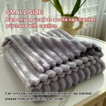 Fleece Blanket Double-Sided 3D Faux Rabbit Fur Throw – Ultra-Soft Thick 300-350g/m² for Home, Office, Travel & Camping, Multiple Sizes & Colors