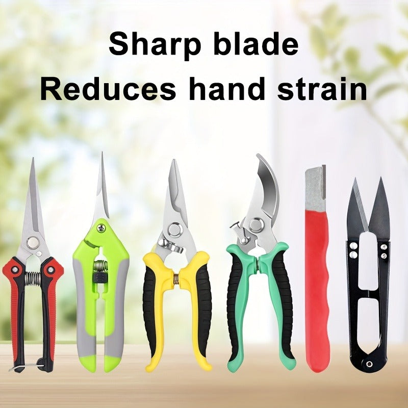 Pruning Shears 6-Piece Set | Heavy Duty Stainless Steel Garden Scissors Ergonomic Anti-Slip Handle | Fruit Picking Lawn Bonsai Branch Cutting Tool Gift