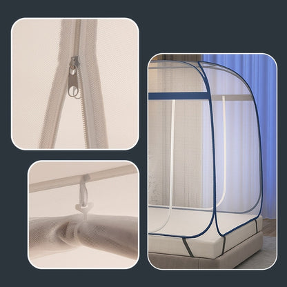 Mosquito Net Canopy Bed – Yurt Style 360° Full Coverage, Stainless Steel Frame, Easy Open Design for Bedroom, Dorm & Outdoor, Multiple Sizes, Grey & Blue