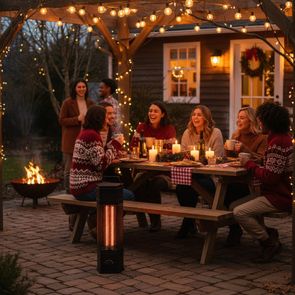 Electric Patio Heater 1400W 28", All-Around Radiant Heating with Tip-Over & Overheat Protection, Modern Indoor Outdoor Space Heater for Bedroom, Living Room, Garage, Backyard, Office