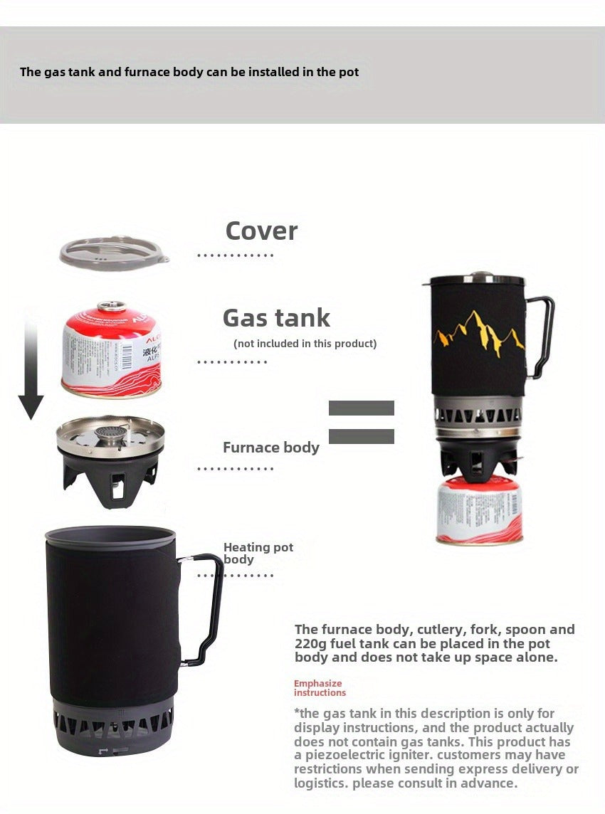 Camping Stove System 2pcs Set | Portable Propane Burner & Pot for Hiking Backpacking Outdoor Cooking
