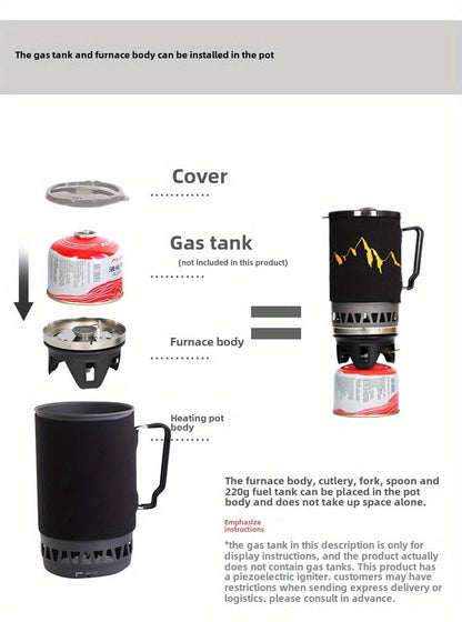 Camping Stove System 2pcs Set | Portable Propane Burner & Pot for Hiking Backpacking Outdoor Cooking