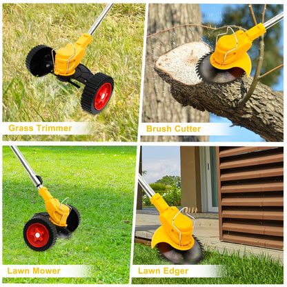 21V Cordless Lightweight Weed Trimmer & Edger. Comes with 1/2 Batteries and Charger. 3-in-1 Cordless Grass Trimmer, Edger, and Brush Cutter. Powerful and Long-Lasting. for Lawn, Yard, and Garden.
