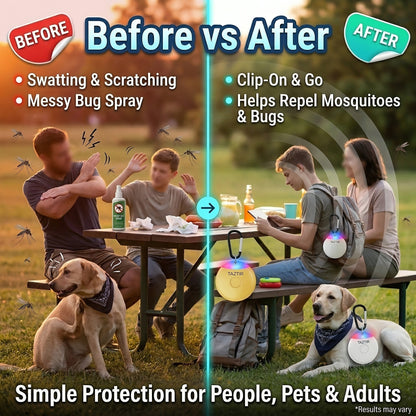 Ultrasonic Insect Repeller 2 Pack USB-C Rechargeable Mosquito Repellent Clip-On Keychain No Spray Pet Safe for Hiking Camping Stroller Travel Backpack Outdoor