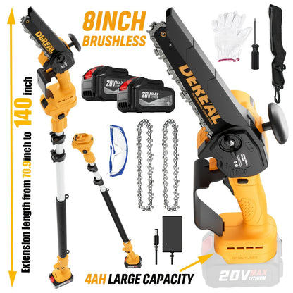 Mini Chainsaw Cordless 6-Inch Brushless with 20V 4.0Ah Rechargeable Battery, One-Hand Electric Handheld Chain Saw for Tree Trimming, Wood Cutting and Yard Work