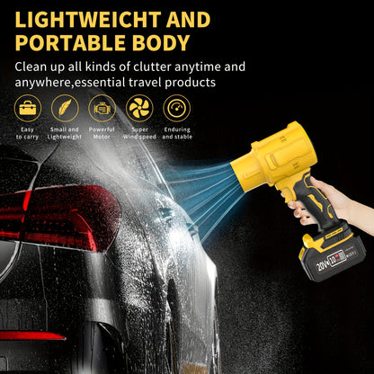 Battery Leaf Blower 20V 50000RPM Turbo Cordless, Dual Battery & 2 Nozzles Included, Handheld Blower for Car Drying, Leaves, Snow & Dust — Home & Outdoor
