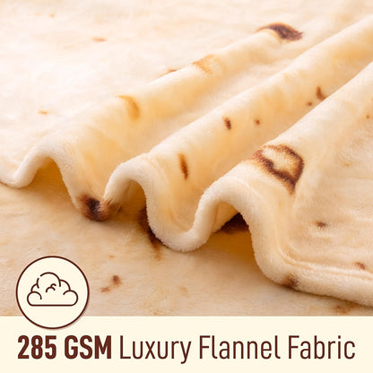 Tortilla Blanket Flannel 285GSM Soft Cozy Reversible Throw Blanket Funny Novelty Gift for Family Friends Mexican Food Burrito Round Blanket Multiple Sizes