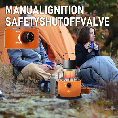 Portable Propane Heater Stove 2-in-1 Camping Gas Stove & Heater 3680-9000 BTU with Ignition, Stainless Steel, No Electricity Needed for Camping, Ice Fishing, Hunting, Hiking & Emergency Preparedness