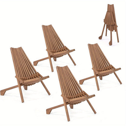 Wood Folding Outdoor Chairs Set of 1/2/4 – Patio Lounge Chair 350LBS