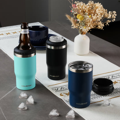 Can Cooler Insulated Stainless Steel 4-in-1 for 12 oz Standard Slim Can & Beer Bottle – Double Wall Sweat-Proof Beer Koozie for Camping Beach Tailgate BBQ Outdoor Party