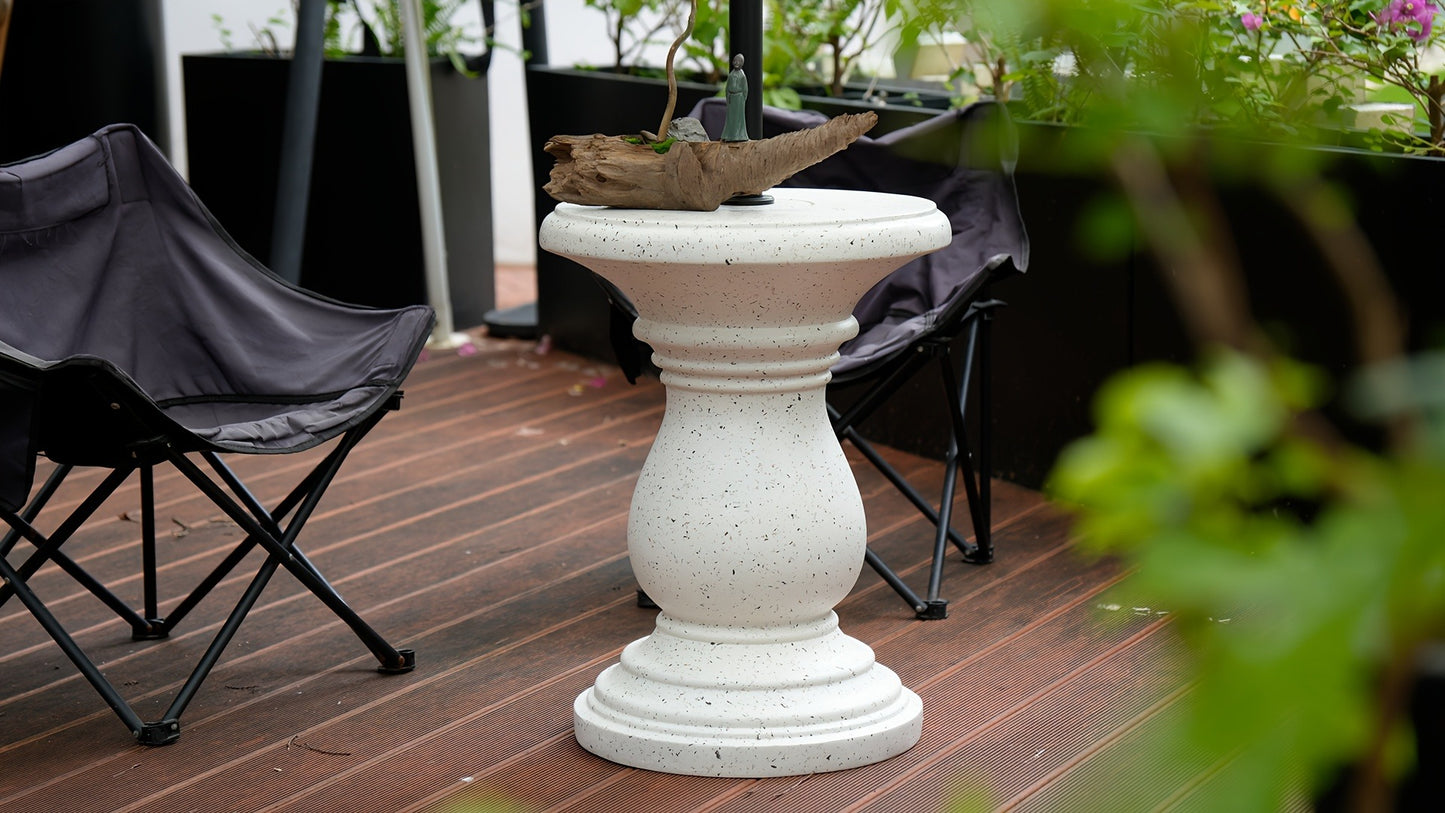Outdoor Umbrella Side Table with Hole – Concrete Patio Table for Porch Poolside Picnic, Modern Durable Coffee Table